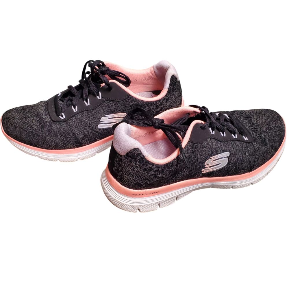 Skechers Flex-Lite Black & Pink Sneakers Women's Size 6.5